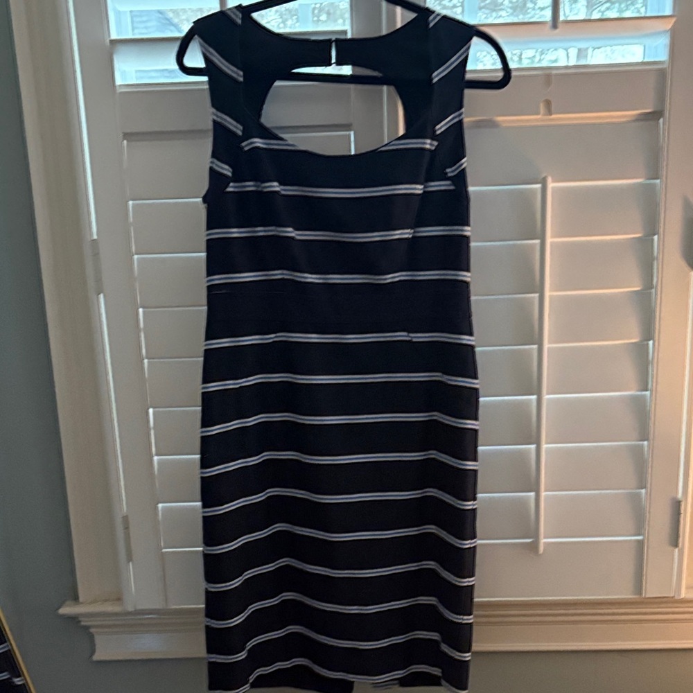 Ann Taylor Navy, light blue and White Backless Dress